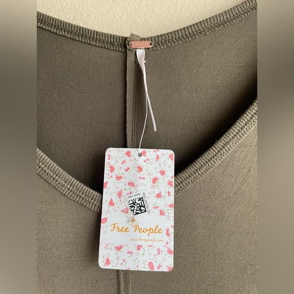 New Free People Women Army Green Shirt Size Medium Long Sleeve - Picture 4 of 9